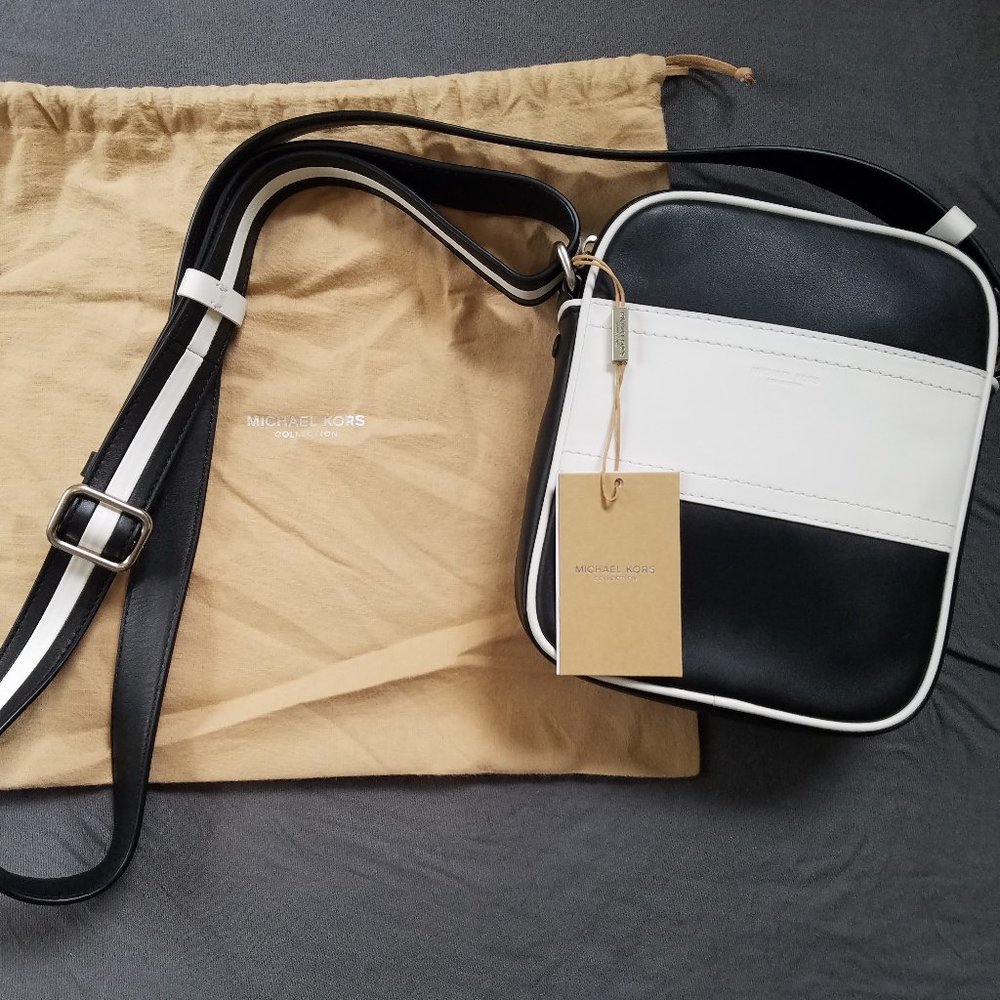 Michael Kors Nikki Striped Calf Leather Crossbody